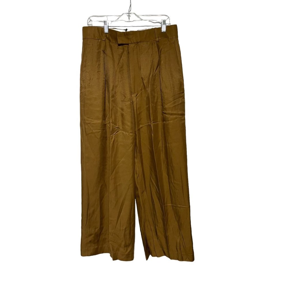 NWT Zara Women's Loose Fit Wide Leg Trouser Pants Brown Size L